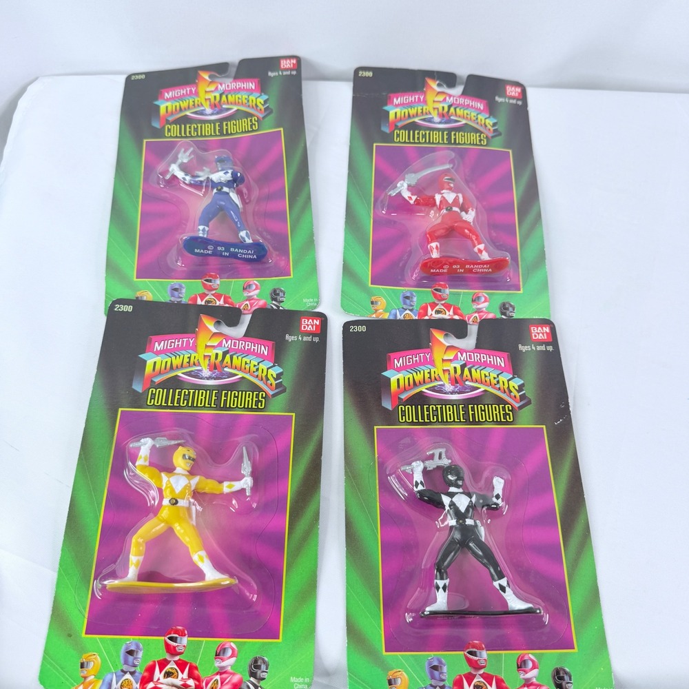 Vintage 1993 Bandai Mighty Morphin Power Rangers Figures Set of 4 Red Blue Black